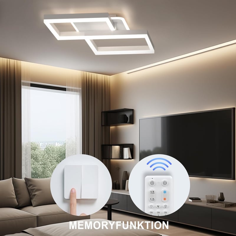 ANTENLICHT Modern Geometrikus LED Mennyezeti Lámpa 40W - Távirányítós, Fokozatmentesen Szabályozható, 3000-6500K, Nappali és Hálószoba Világ