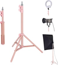 Koolehaoda 160cm Rózsaszín Állvány Gömbfejjel és Telefontartóval - Hordozható Világítóállvány Videózáshoz, Élő Közvetítéshez, 10kg Teherbírá 1