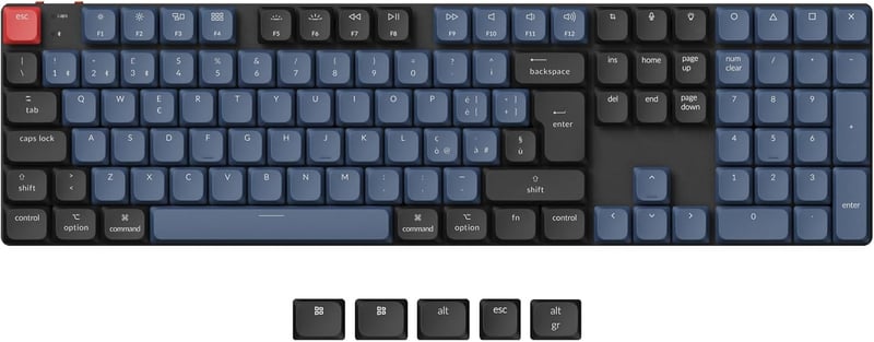 Keychron K5 Pro Vezeték Nélküli Mechanikus Billentyűzet - Hot-Swap Cserélhető Kapcsolók, RGB Háttérvilágítás, ISO Kiosztás, Brown Switch