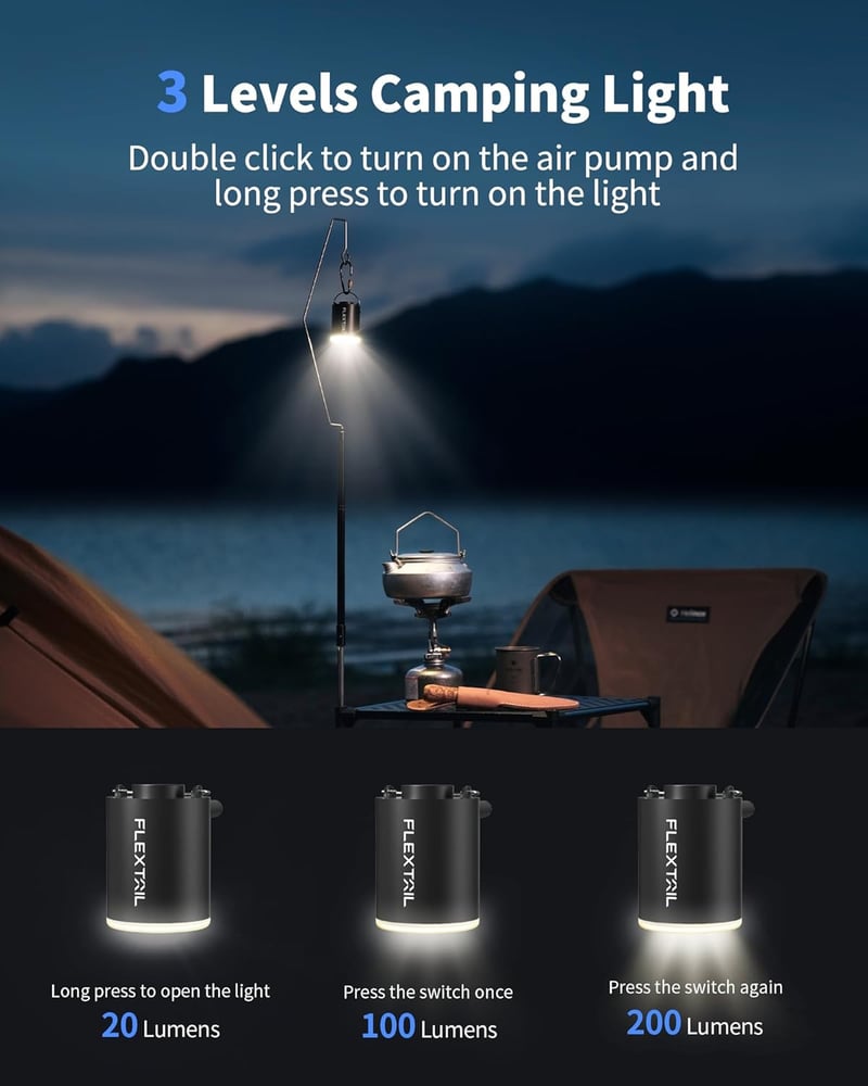 FlexTailGear Mini Pumpa 2024 - Kompakt USB-s Elektromos Légpumpa Matracokhoz, Kempinghez