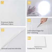 Selens 1x1,7m Fehér Nylon Selyem Diffúziós Fényterelő Szövet Fotó Stúdió Softbox Világításhoz - Esküvői, Portré és Termékfotózáshoz 3