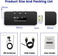 Hikity DAB+ autórádió vevő USB-vel és antennával - univerzális FM adapter 2