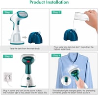 Homeasy 1000W-os kézi gőzölős vasaló, 260ml-es tartállyal, gyors felfűtéssel 5