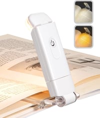 DEWENWILS Olvasólámpa Csipesszel - USB Tölthető, Borostyán Fény, Kék Fény Szűrő, 4 Fokozatú Fényerő, Állítható Szögű Könyvlámpa Gyerekeknek 1