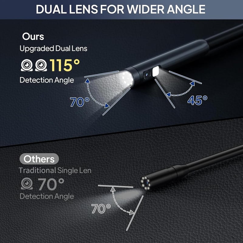Qimic 1080P HD Endoszkóp Kamera - Dupla Lencsés, IP67 Vízálló, Android/iPhone Kompatibilis, 5m