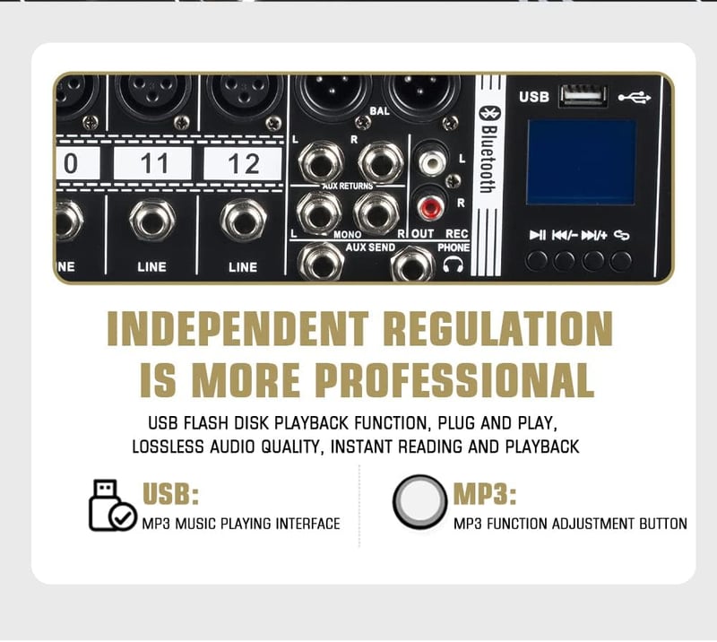 Weymic MX-80 Professzionális 8 Csatornás Keverőpult - DJ, Színpad, Karaoke Hangkeverő USB Csatlakozással és DSP Effektekkel
