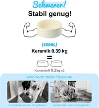 SPUNKYJUNKY Kerámia Emelt Etetőtál Szett Bambusz Állvánnyal - Macskáknak és Kutyáknak - 400 ml Űrtartalmú Tálak, Bézs Színben 5