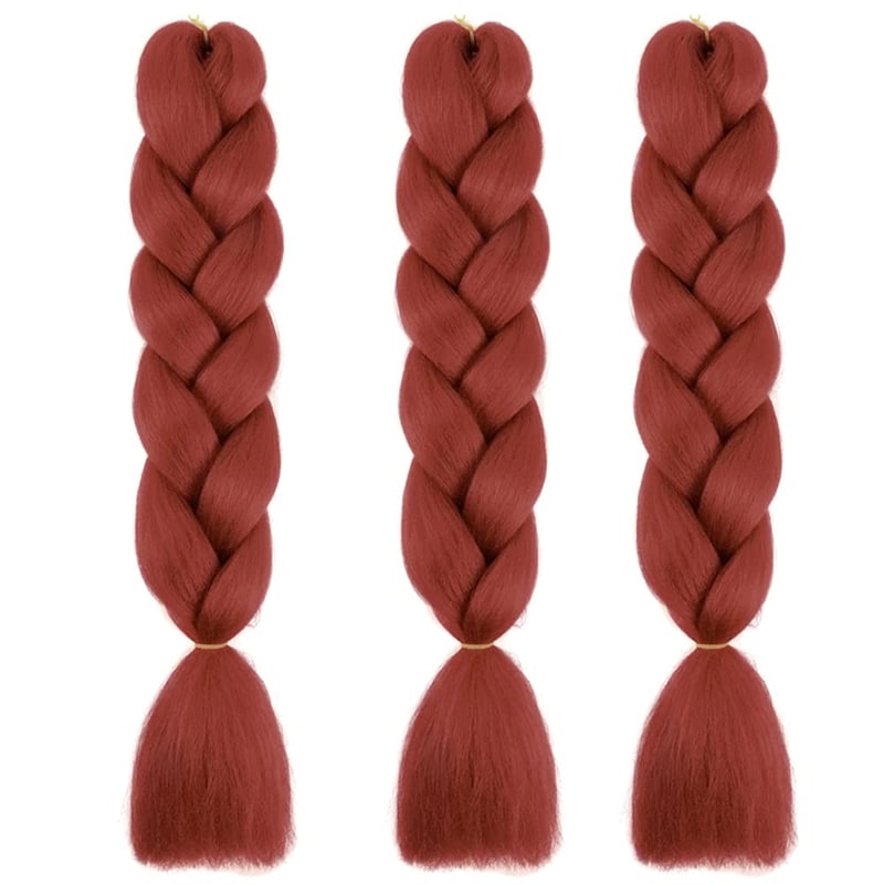 PORSMEER Jumbo Fonóhaj Szett - 3 db Szintetikus Kanekalon Hajhosszabbítás 60 cm/100g - Hőálló Ombre Hajfonáshoz, Afro Copfokhoz - Auburn