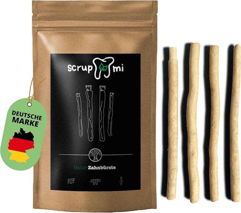 Scrupmi Miswak természetes fogkefe szett - 4 db, vegán, újrahasználható
