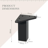 Kukicu Bútorlábak - 8 db Fekete Négyzet Profilú (40x40 mm) Bútorláb Szett - 8 cm Magas - Csavarokkal - Modern Stílusú - 200 kg Teherbírás 2