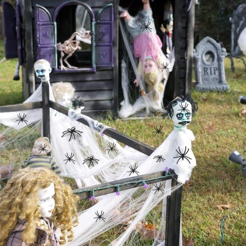 Óriás Halloween Pókháló Szett 30 Pókkal - Beltéri/Kültéri Dekor