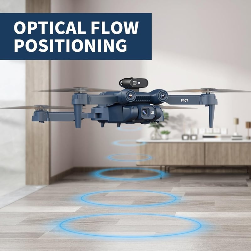 FAKJANK F407 Drón 4K Kamerával - 360° Akadályérzékelés, WiFi FPV Átvitel, Optikai Pozícionálás, Kezdőknek, 2 Akkumulátorral, Kék