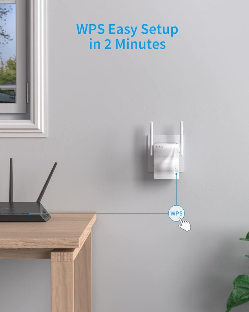 BrosTrend AC1200 Dual WiFi jelismétlő, 1200 Mbit/s, LAN porttal, WPS-sel