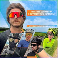 X-TIGER Polarizált Kerékpáros Napszemüveg 5 Cserélhető Lencsével - TR90 Keret, UV400 Védelem, Férfi-Női Sport Szemüveg Biciklizéshez, Sízésh 2