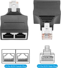 GINTOOYUN 2db RJ50 10P10C Elosztó Adapter - 10 Tűs Ethernet Átalakító Laptophoz, Routerhez - Kapcsolt Hálózatokhoz 4