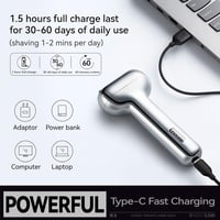 Yoose Mini Elektromos Borotva Férfiaknak - Vízálló, USB-C, 2 Sebességes, Ezüst 6