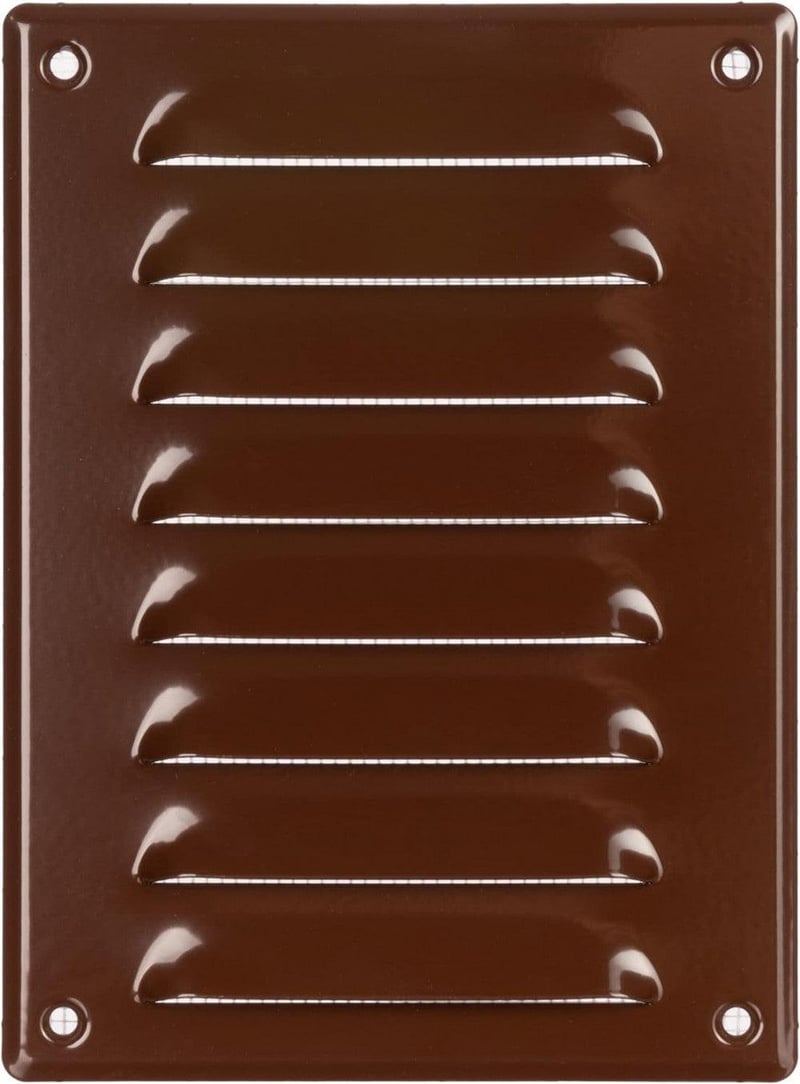 Barna Fém Szellőzőrács Rovarvédővel 140x190mm - Univerzális Szerelhetőség
