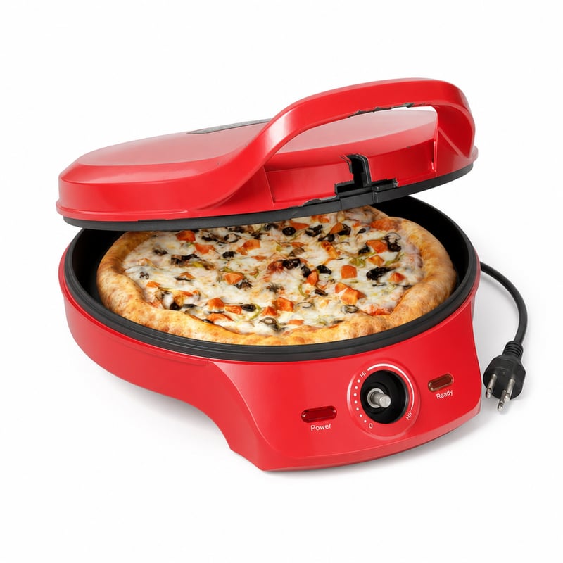 Princess Pizza Maker 115007 – 32 cm, max. — defect, funcționează parțial: crăpături, lipsește capacul de reglare a temperaturii (stare: vezi a 2-a imagine)