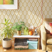 myforHD Öntapadós Tapéta Arany Legyező Mintával - Modern PVC Bútorfólia 44 cm x 600 cm - Vízálló Vinyl Dekorációs Film Fiókokhoz, Polcokhoz 8