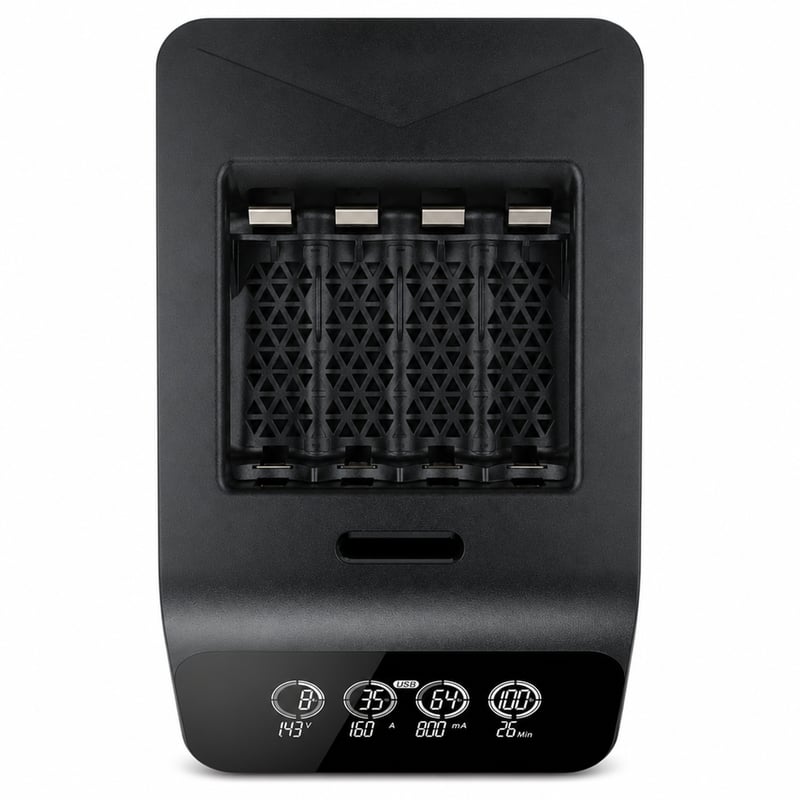 Nabíjačka batérií VARTA LCD Smart Charger+ pre AA a AAA, v špeciálnom balení — chýbajú 4 ks batérií AA (stav: pozri 2. obrázok)
