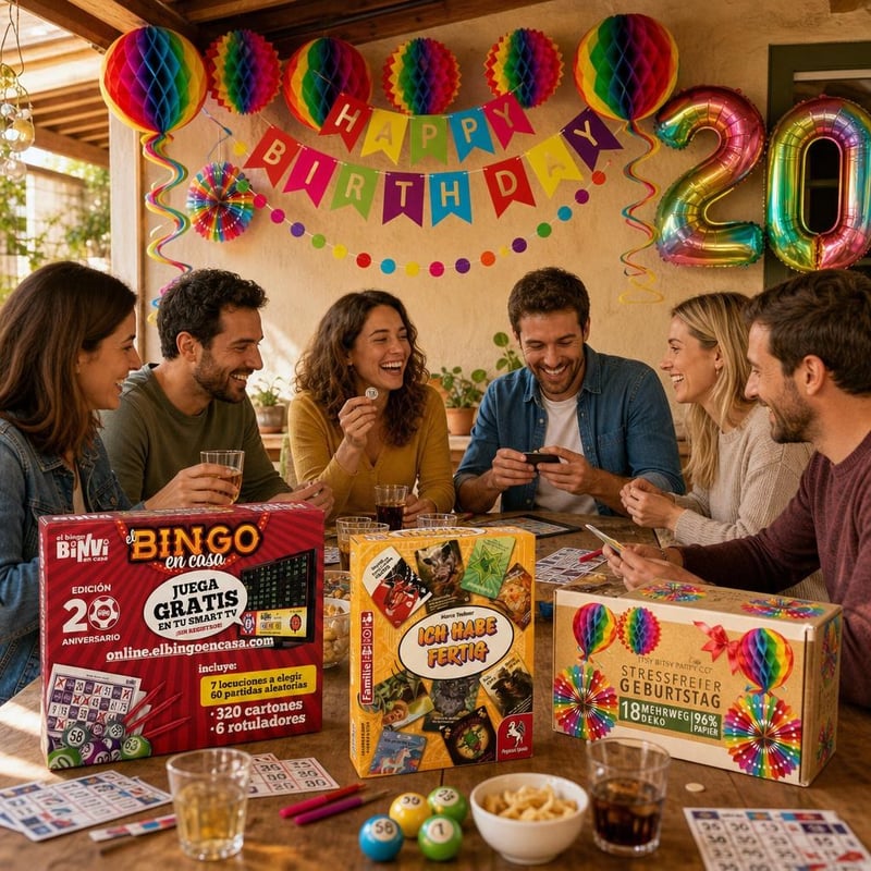 Párty balík Bingo: 1x bingo + 1x kartová hra + 1x dekorácia + 10x fóliový balón + stuha
