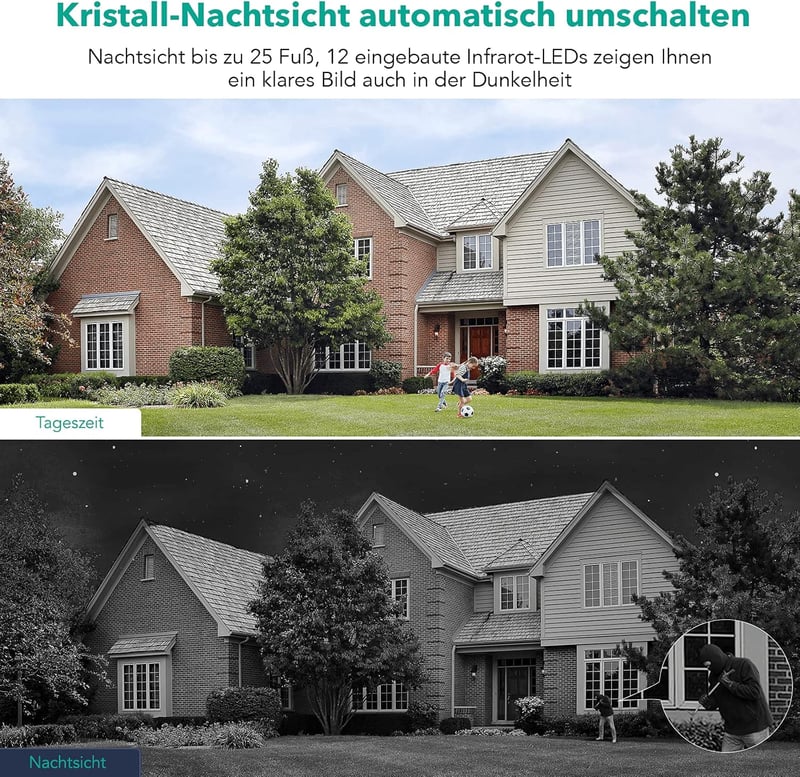 Wansview W6 kültéri WiFi biztonsági kamera, 1080p, éjjellátó, Alexa-kompatibilis, fekete