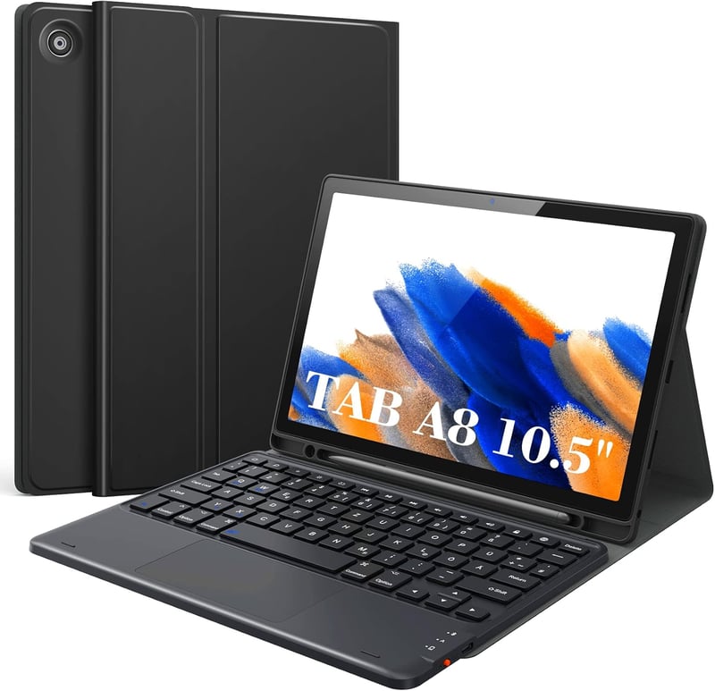 Samsung Galaxy Tab A8 10.5" (2021) okostok érintőpados QWERTZ billentyűzettel, fekete