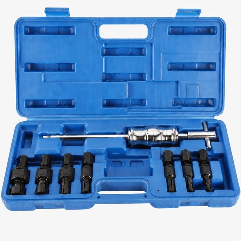 Set extractor rulmenți orbi FreeTec cu ciocan culisant, 8-32 mm (utilizat, incomplet - lipsește capul de 15 mm) — set de 8 piese