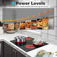 Hobsir hob 60 cm-es Üvegkerámia Főzőlap 4 Zónával, Érintőszenzoros Vezérlés, 6000W, 9 Teljesítményszint, LED Kijelző, Gyerekzár 2