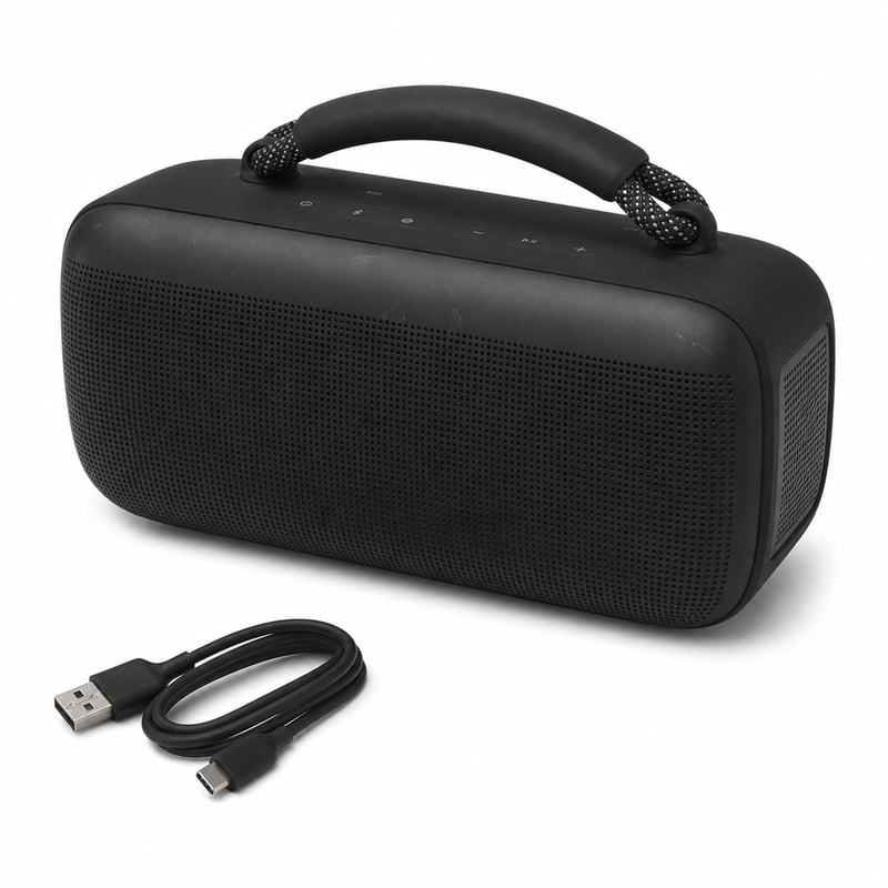 Prenosný Bluetooth reproduktor Bose SoundLink Max, čierna farba, USB-C — chybný, na náhradné diely: zapne sa iba v nabíjačke (stav: pozri 2. obrázok)