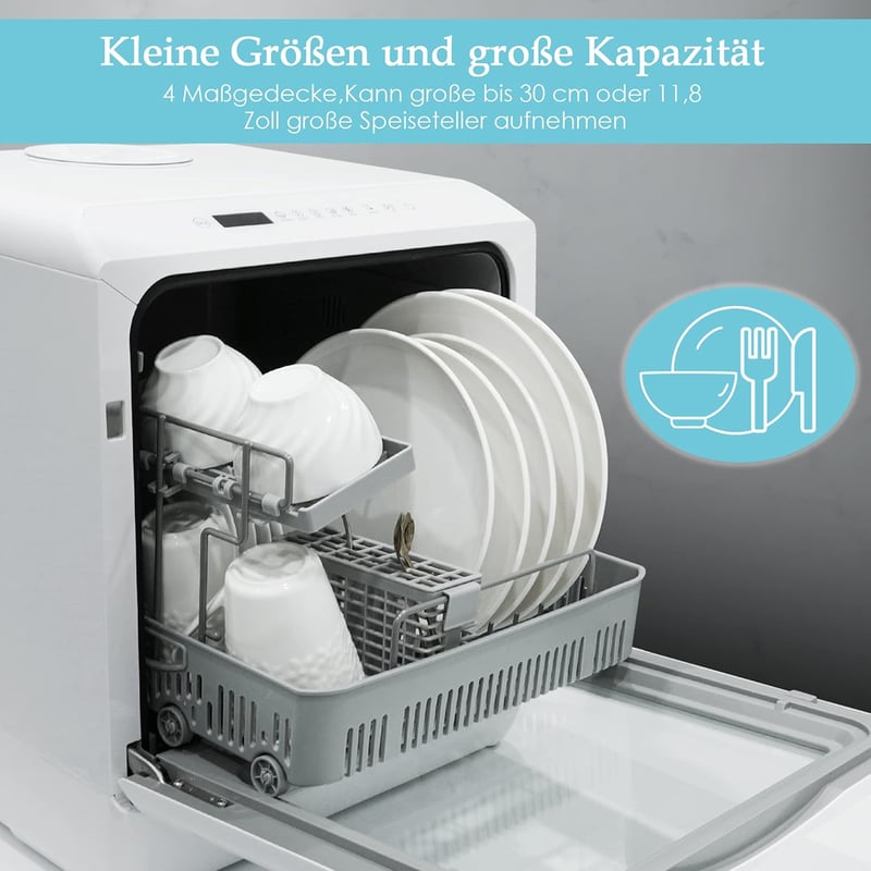 Mini Mosogatógép 6 Programmal - Asztali Kivitel, Víztartállyal vagy Csatlakozással, Szárítás Funkcióval, Lakásba, Irodába, Kemping