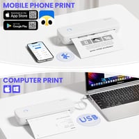 Bisofice Mobil Hőnyomtató A4 - 300 dpi Hordozható Nyomtató Okostelefonhoz, 2/3/4 inch és A4 Hőpapír Támogatással, Android/iOS/Win/Mac Kompat 3