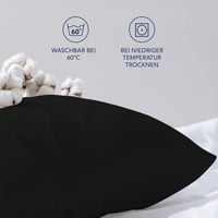 Dreamzie Párnahuzat Szett, 30 x 50 cm, 2 db Fekete Jersey Pamut, 150 g/m², Hipoallergén, Tartós, Géppel Mosható 6