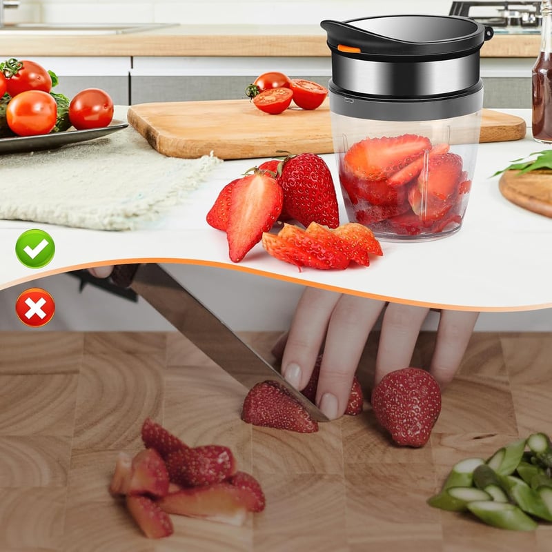 Goodchef Gyümölcs- és Zöldségszeletelő Készlet - Rozsdamentes Acél Pengék, Eper- és Gombavágó, Tojásszeletelő, Konyhai Segéd Salátákhoz, BPA