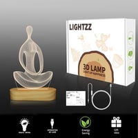 BootyBay 3D Jóga LED Éjjeli Lámpa - Meditációs Asztali Világítás Meleg Fénnyel, Fa Talppal - USB Dekorációs Lámpa Ajándékba Nőknek, Lányokna 9