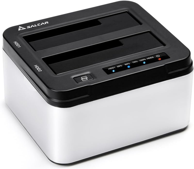 Salcar USB 3.0 HDD/SSD dokkoló állomás, 2 férőhelyes, klónozó funkcióval, 2x8TB