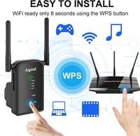Aigital WN532 WiFi Jelismétlő - Fekete Vezeték Nélküli Jelerősítő, 802.11bgn Szabvány, Super Booster Funkcióval, 160g 4