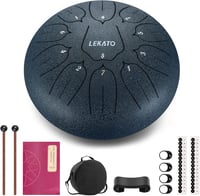 LEKATO 11 hangos acél nyelvdob 25,4 cm D-dúr meditációs hangszer sötétkék - 10 inch (D) 11 notes, navy blue 1