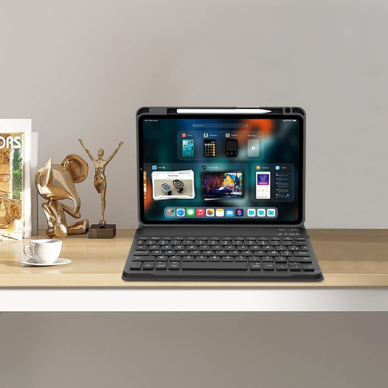 FARYODI iPad Pro 11 (M4) 2024 Védőtok AZERTY Francia Billentyűzettel - Levehető Bluetooth Billentyűzet, Beépített Tolltartó, Fekete