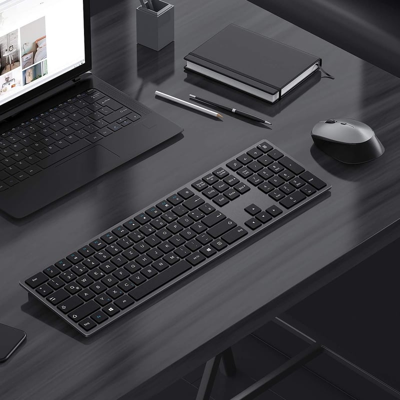 Seenda ultravékony vezeték nélküli billentyűzet és egér szett, német QWERTZ, Space Gray