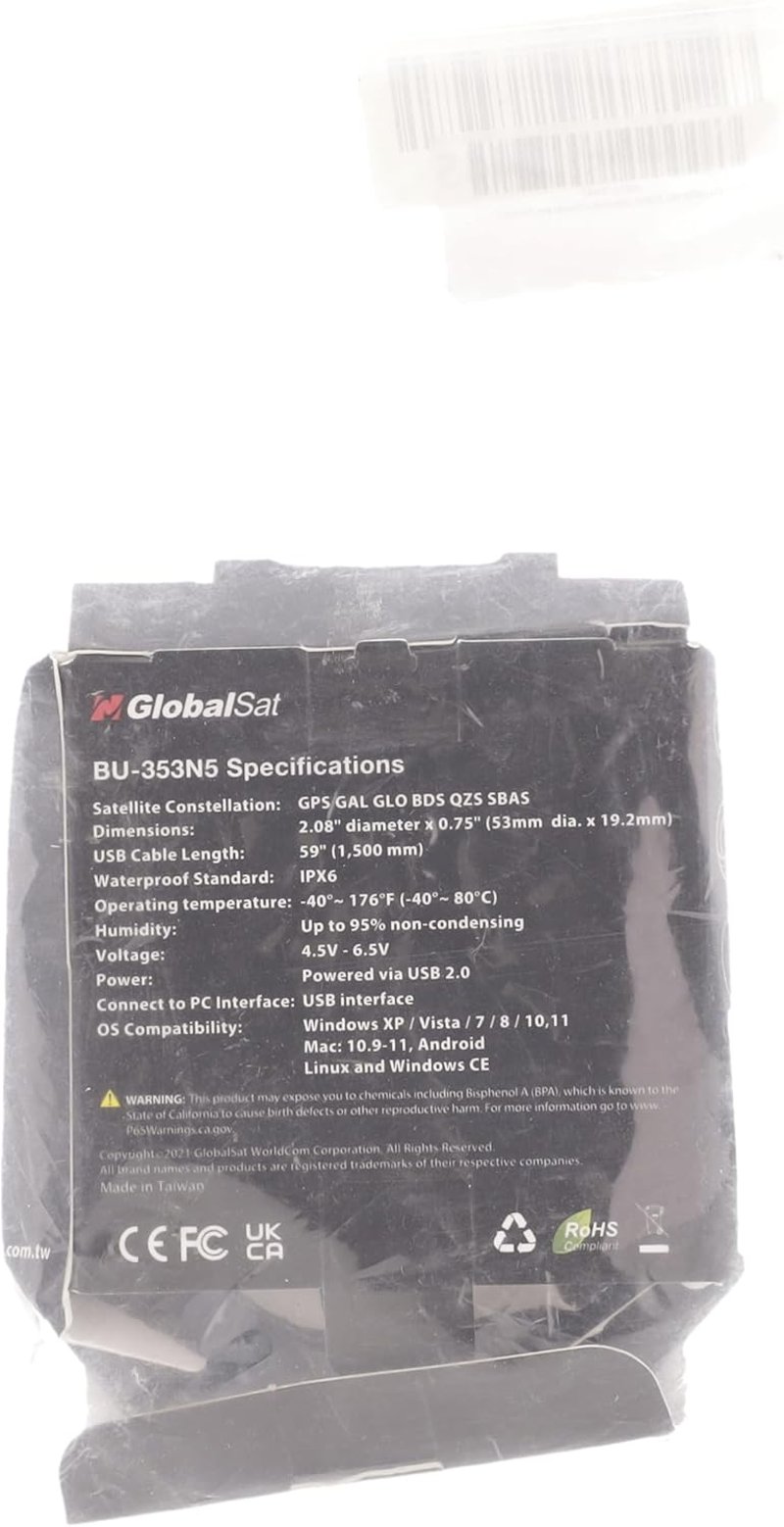 GlobalSat BU-353N5 USB GPS vevő, fekete