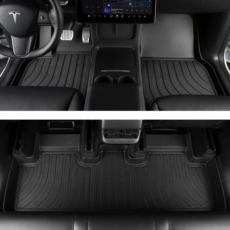 Tesla Model Y TPE padlószőnyeg - Teljes védelem minden évszakban (fekete)