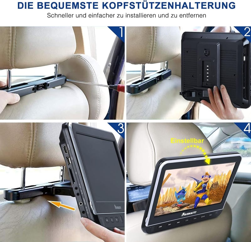 Naviskauto autós DVD lejátszó 2 fejtámlával, HDMI, 1080P, 128GB-ig