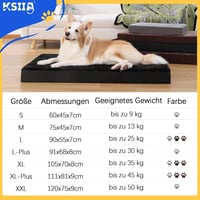 KSIIA Ortopédikus Kutyaágy Nagy Kutyáknak XL Szürke Mosható Párna 105x70cm 6