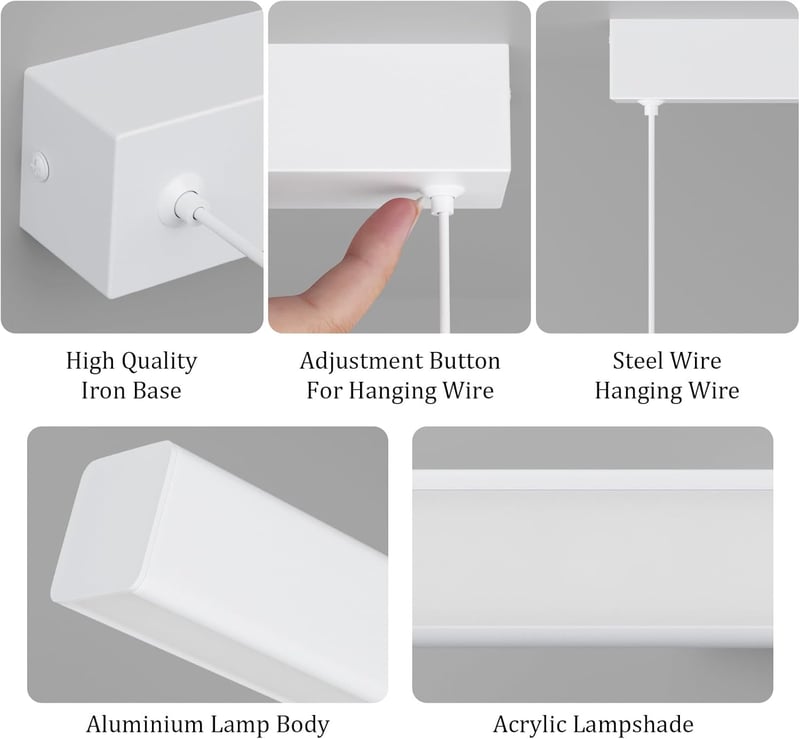 Klighten LED Függőlámpa 3000K-6000K, 80cm/24W Távirányítós Étkezőasztal Lámpa, Lineáris Dizájn, 150cm Állítható Magasságú Csillár Nappaliba,