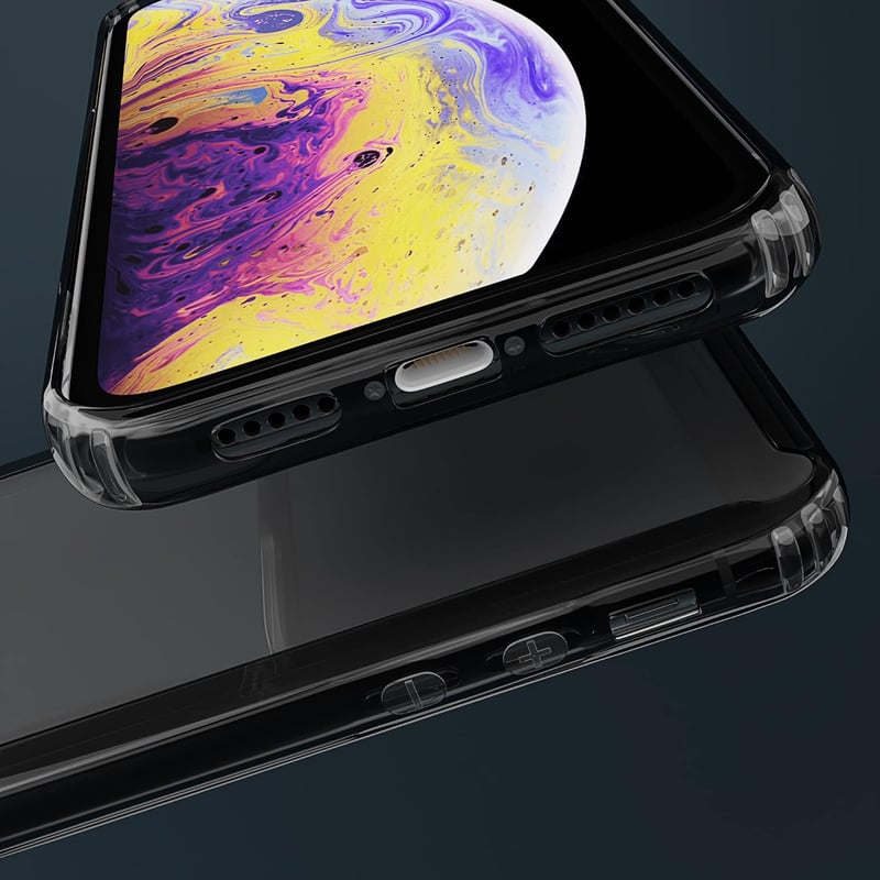 iPhone X/XS Ütésálló Védőtok - Átlátszó, Fekete Kerettel
