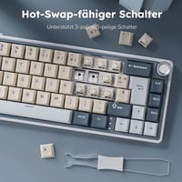 RK ROYAL KLUDGE R65 Mechanikus Billentyűzet Cream Switch - Vezeték Nélküli Bluetooth Gamer Keyboard Kék Színben 3750 mAh Akkumulátorral 7