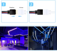 Plozoe LED Szalag Hosszabbító Kábel - 2 db 2m Fehér 4-Pin Csatlakozó RGB 3528 5050 2835 LED Szalaghoz - Szerszám Nélküli Telepítés 4