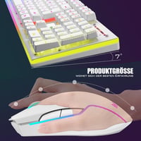 RedThunder K10 Vezeték Nélküli Gamer Billentyűzet és Egér Szett, QWERTZ DE Kiosztás, LED Háttérvilágítás, 3000 mA Akkumulátor, 3200 DPI, Feh 5