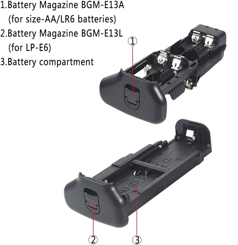 DSTE Infravörös Távirányítós Akkumulátor Markolat Canon EOS 6D DSLR Fényképezőgéphez, BG-E13 Kompatibilis, 2db LP-E6 Akkuval
